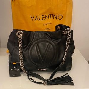 Valentino Black Leather Tote Bag
